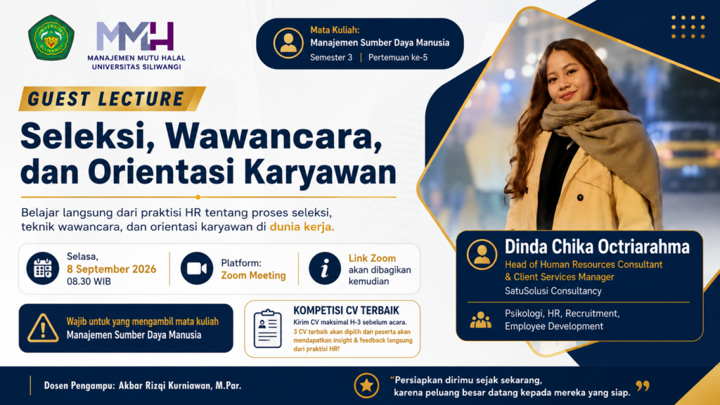 Gambar unggulan: Perkuat Kesiapan Kerja Mahasiswa, Prodi Manajemen Mutu Halal Hadirkan Praktisi HR dalam Guest Lecture MSDM